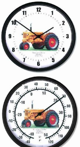 New MINNEAPOLIS MOLINE Model U Tractor Clock &amp; Thermometer Set 10&#034; Round Dials