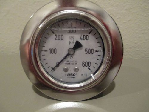 Nib u.s. gauge 2 1/2&#034; ss liquid filled 0-600 psi for sale