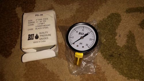 Bii pressure gauge / 0-30psi / pg-30 / 2&#034; dial face / 1/4&#034; mpt connector for sale