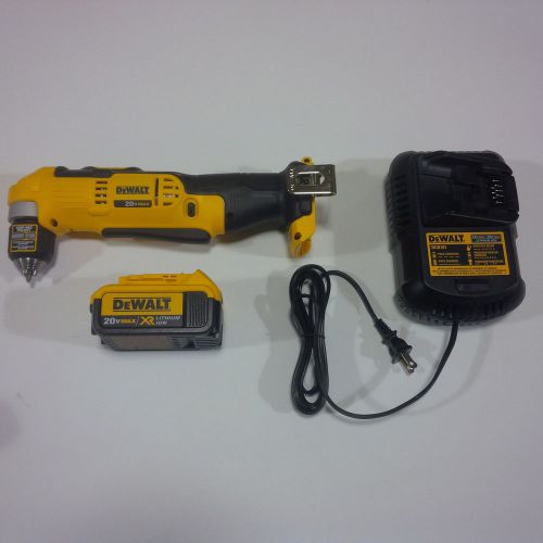 New dewalt dcd740 20v 3/8&#034; angle drill, 2 dcb204 4.0 batteries, charger 20 volt for sale