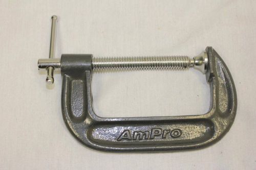 AmPro 4-Inch Heavy Duty Steel Frame Sliding T Bar Handle C Clamp