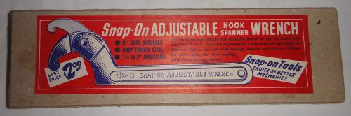 Snap-On Vintage Adjustable Hook Spanner Wrench  1 1/4-3 with box