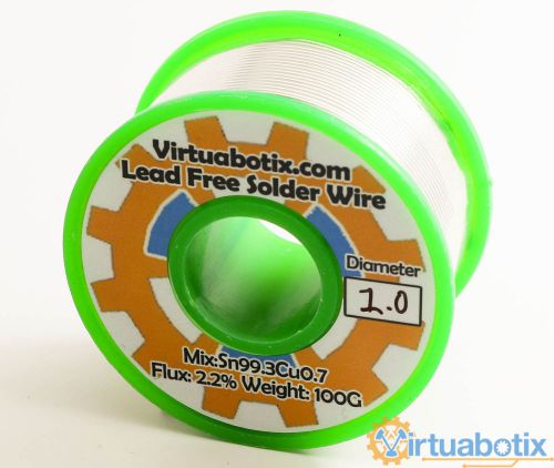 Virtuabotix 100g RHOS 1mm Lead Free Solder (2.2% Flux)