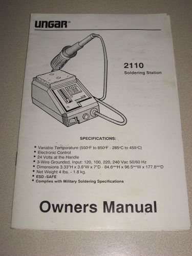 Ungar 2110 Soldering Station Owners Manual