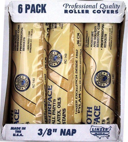 Linzer RS-1436 High Density Roller Cover  3/8-Inch Nap  6-Pack