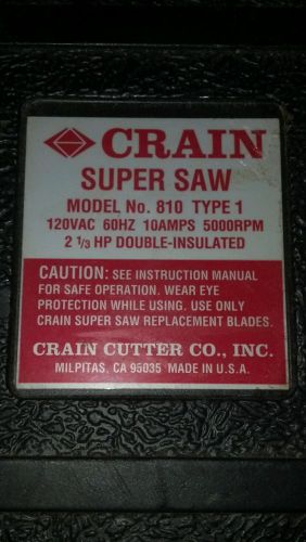 Crain 810 undercut super saw- used, but works great for sale