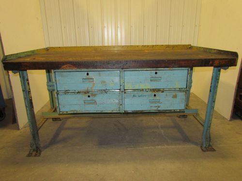 Vintage industrial workbench w/36&#034;x72&#034; butcher block 4 drawer 36&#034; high for sale