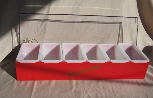 Stoli bar caddy condiment tray 6 bin dispenser with cover euc for sale