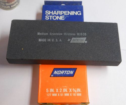 New Vtg. NORTON MJB35 Medium Grit Sharpening Replacement OIL Stone Crystolon