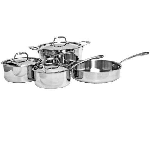 Commercial Kitchen 7 Piece Tri-Ply Stainless Steel Cookware Set Induction Ready