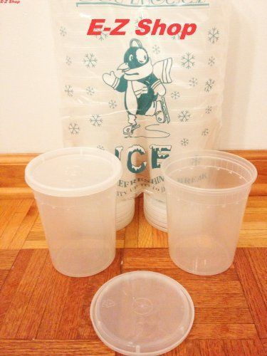 NEW 25 sets 32oz plastic soup/Food container with lids