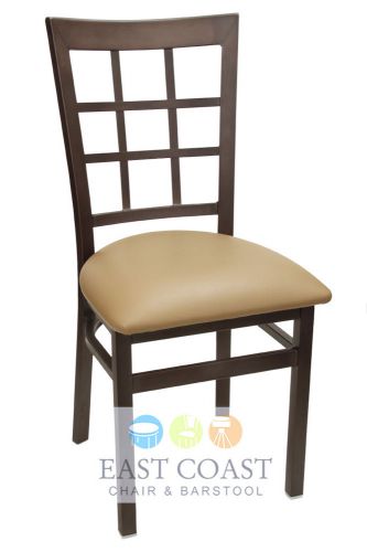 New gladiator rust powder coat window pane metal chair with tan vinyl seat for sale