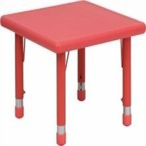 Flash Furniture YU-YCX-002-2-SQR-TBL-RED-GG 24&#039;&#039; Square Height Adjustable Red Pl