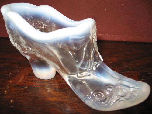 crystal clear Opalescent glass Bow pattern Shoe Slipper Boot christmas high heel