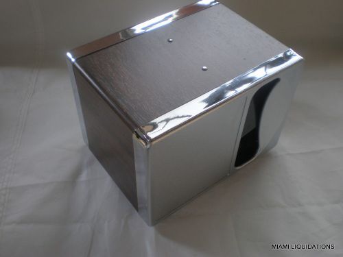 Traex 6517-12 vertical tabletop napkin dispenser walnut 2 sided holder for sale