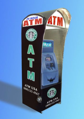 ATM Machine Kiosks - Stainless Steel with Light Topper and Hing Lock Door