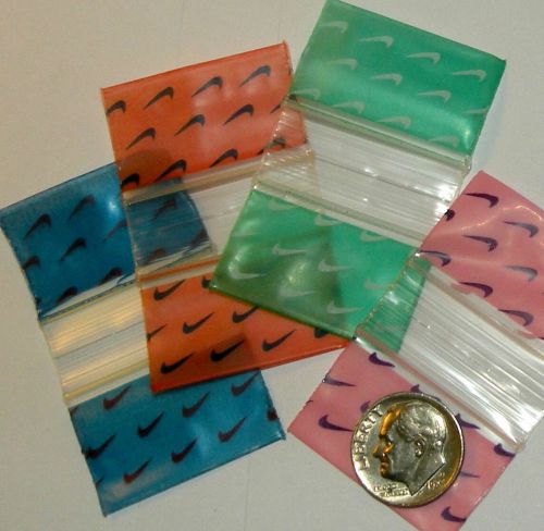 400 Swoosh Baggies 12534 Mixed Colors 1.25 x 0.75&#034; mini ziplock bags Apple Brand