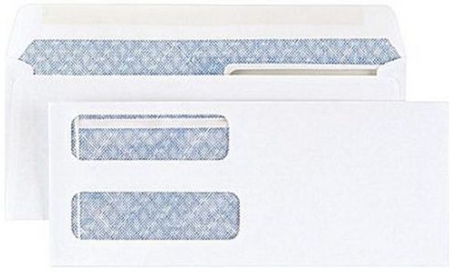 Staples® Laser Check Size Double-Window Security-Tint Gummed Envelopes, 500/Box