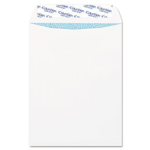 Grip-Seal Security Tinted Catalog Envelopes, 9 x 12, 28lb, White Wove, 100/Box