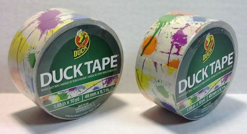 ~ 2 Rolls ~ Duck Brand Paint Splatter Print Duck Tape ~ 1.88 inch x 10 yd each ~