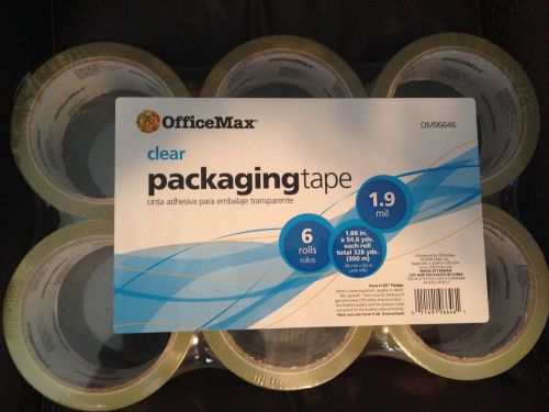 OfficeMax Clear Packaging Tape x 6 rolls, 1.88x 54.6 yds, 1.9mil