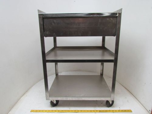 Stainless Steel Medical/Spa/Salon Cart 20&#034;Wx16-1/2&#034;Dx30&#034;T 1 Drawer 2 Shelves