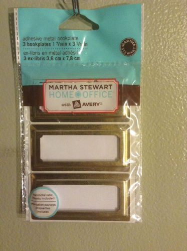 Martha Stewart Package Of 3 Adhesive Metal Bookplates, 1 7/16in x 3 1/16in. NIP