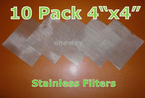 (10 Pack) 4&#034;x4&#034;- 60 Micron Mesh Essential Oil Filter Screen 316T 710 SS STEEL