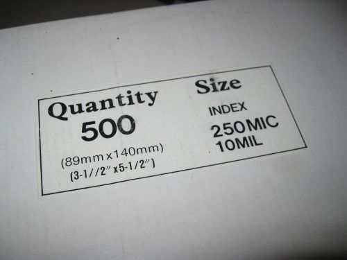 Clear Index Size Laminating Pouches 3-1/2&#034; x  5-1/2&#034; 10mil qty 100
