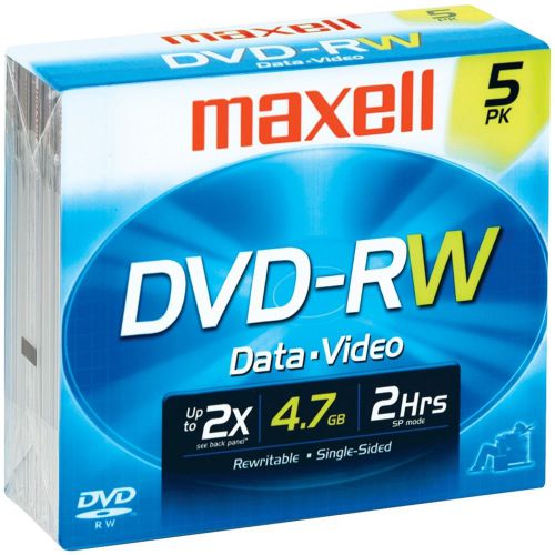 BRAND NEW - Maxell 635125 4.7gb Dvd-rws (5 Pk With Jewel Cases)