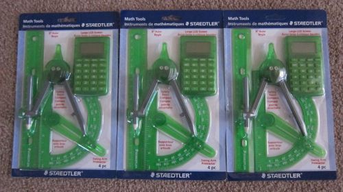 3 staedtler math tool sets, 4/set - green for sale
