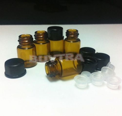 New Style 2 ml (5/8 dram) Amber Glass Essential Oil Bottle &amp; cap 12 pack