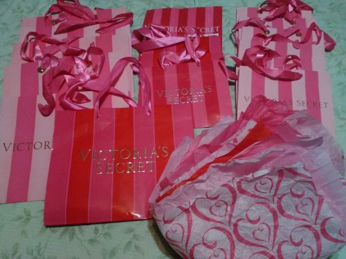 Victoria secret shopping bags and tissue paper. Small to large