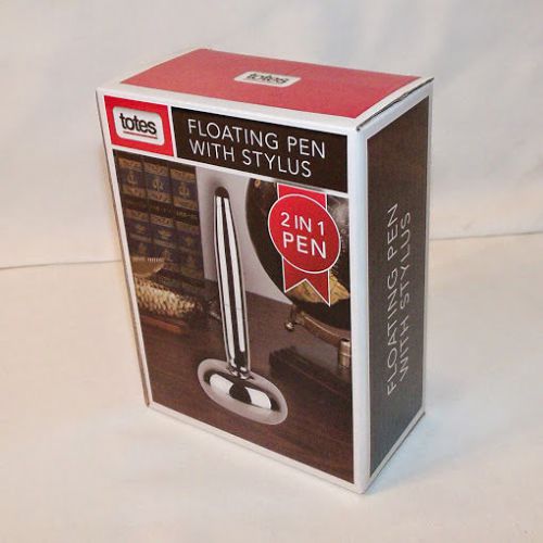 TOTES FLOATING PEN WITH STYLUS NEW IN BOX 2 IN 1 PEN CHROME FINISH