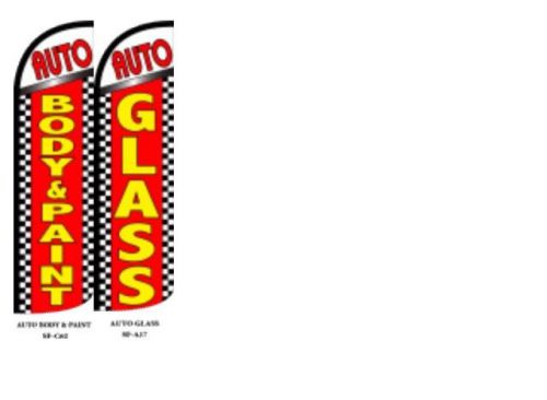 Auto Body &amp; Paint Auto Glass King size Windless pk of 2 Flag Combo