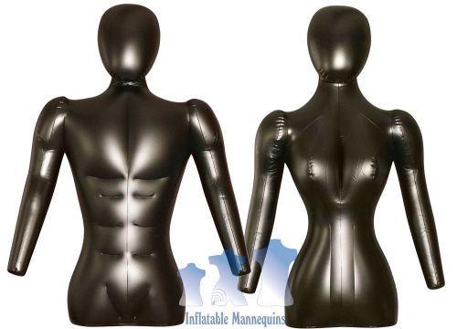 His &amp; her special - inflatable mannequin - torso forms with head &amp; arms, black for sale