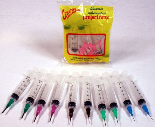 Precision Applicator 5cc Syringe w/ Assorted Gauge Tips -Glue, Henna -10 Pack