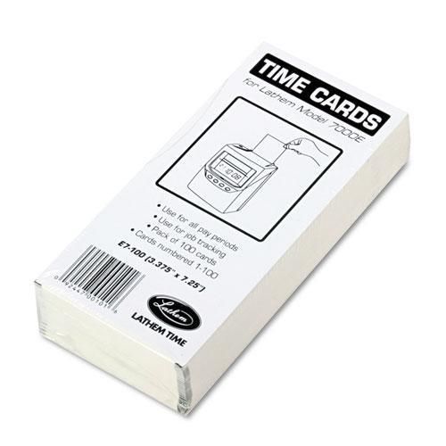 NEW LATHEM E7-100 Time Card for Lathem Model 7000E, Numbered 1-100, Two-Sided,