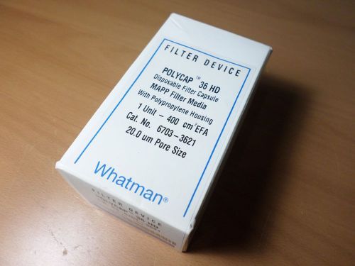 Whatman polycap 36 hd mapp media 20µm pore size filter capsule device 6703-3621 for sale