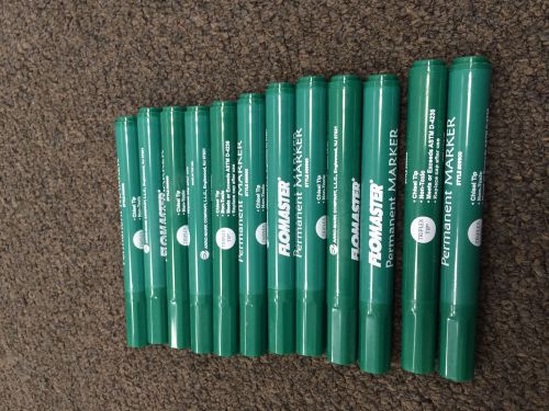 Arromark flomaster permanent markers, chisel tip, green, dozen for sale