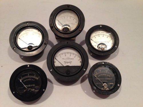 Lot of 6 Vintage Ammeters incl   Weston, G. E. Signal Corps and Triplet brands