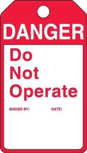Accuform Signs MPMTS01PTP Perma-Tag  Legend &#034;DANGER DO NOT OPERATE&#034;  5.4&#034; Length