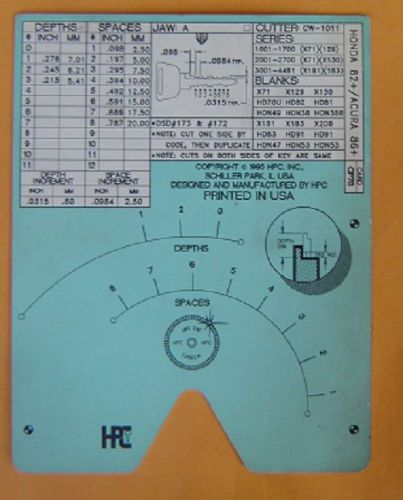 HPC 1200 CF73 Code card  used Like Brand  New  Honda 82+ /Acura 86+ 8-Cut Locks