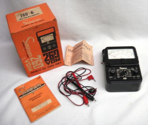 Vintage simpson 260 series 6 analog vom meter volt ohm milliammeter w/box manual for sale