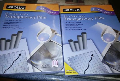 180 apx. APOLLO PP100C Plain Paper Copier TRANSPARENCY FILM Clear 8.5 x 11