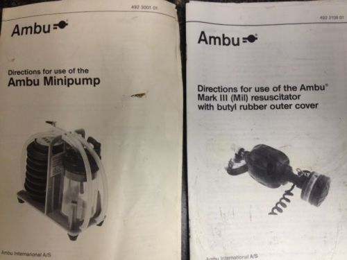 Ambu Minipump foot operated suction pump ems &amp; Mark III resuscitator Oxygen Mask