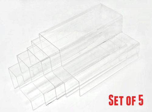Set of 5 Clear Acrylic 2-tier steps display Riser Stand 10&#034; X 4.75&#034;  WHOLESALES