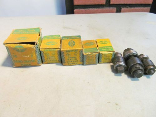 Lot of 8 Greenlee Knockout Punches Dies Radio Square Chassis 730 731
