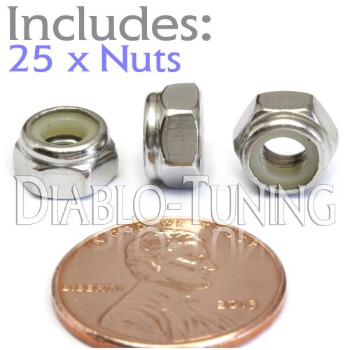 M5-0.8 / 5mm - Qty 25 - Nylon Insert Hex Lock Nut DIN 985 - A2 Stainless Steel