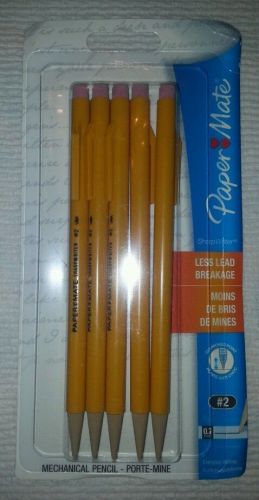 Paper Mate Sharpwriter Mechanical Pencils 0.7 mm Yellow Barrel 5/Pack  NEW
